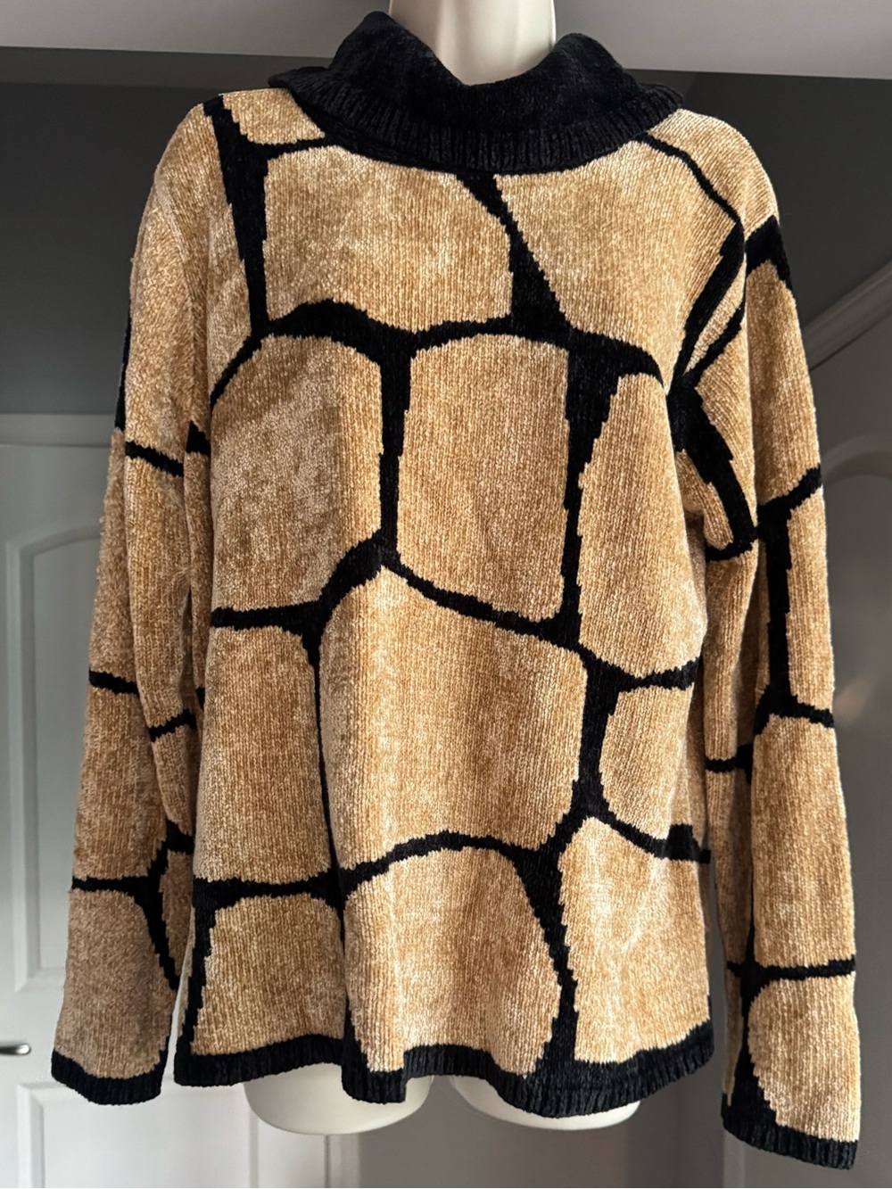 Vintage Susan Bristol Oversized Patterned Chenille Pullover Sweater XL Coastal